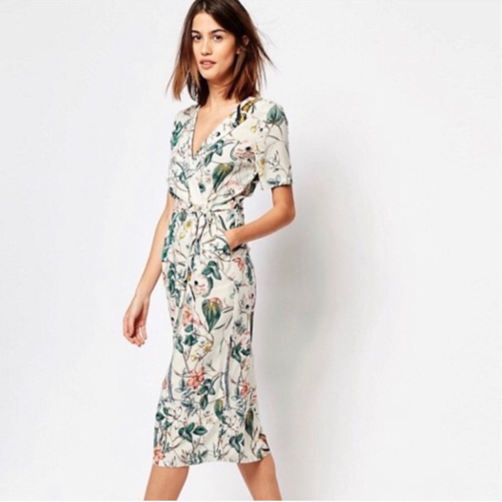 Warehouse Bird Print Dress